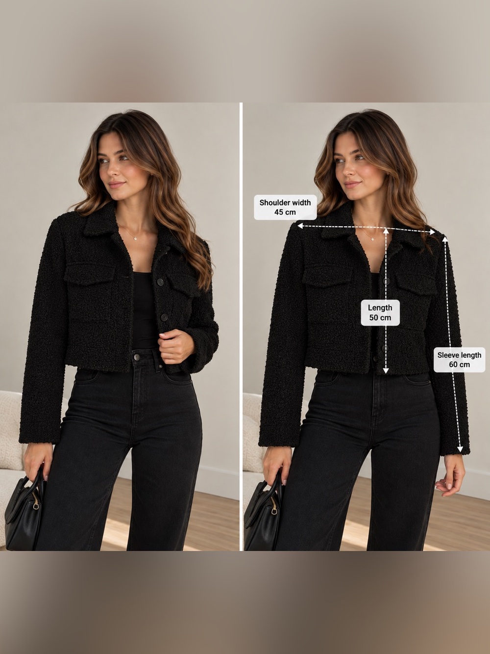 George Black Cropped Teddy Jacket